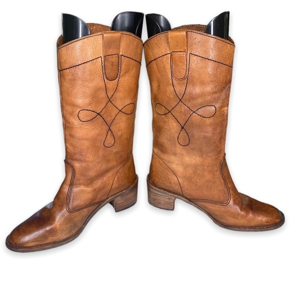 Vintage Shoes - Vintage 1970s Sienna Brown Campus Riding Boots
Size 10 US